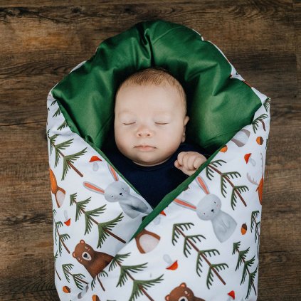 Péřová zavinovačka - Lesní život khaki bavlna Lily is sailing 1