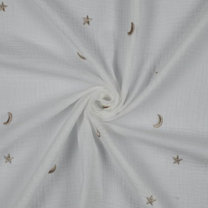 Péřová mušelínová zavinovačka - Noční obloha bílá (výšivka)