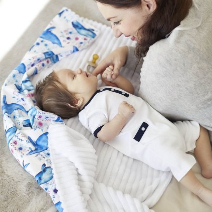 Overal pro miminko bílý s modrým detailem Lily is sailing