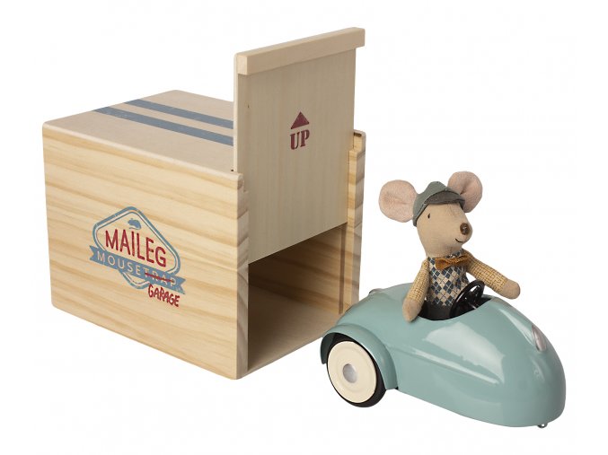 Maileg myší auťák s garáží - Modrý