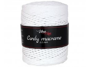 PŘÍZE Cordy Macrame 8002 BÍLÁ  pletací a háčkovací příze, 100% recyklovaná bavlna