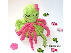 Háčkovaná chobotnice "zelené jablíčko"  masv handmade