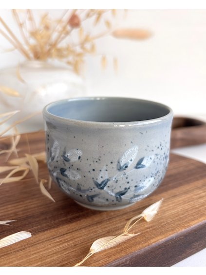 Pohárek Lístky cákané modré