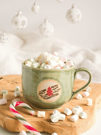 Hrnek Linecké cukroví se stromečkem 350ml zelený