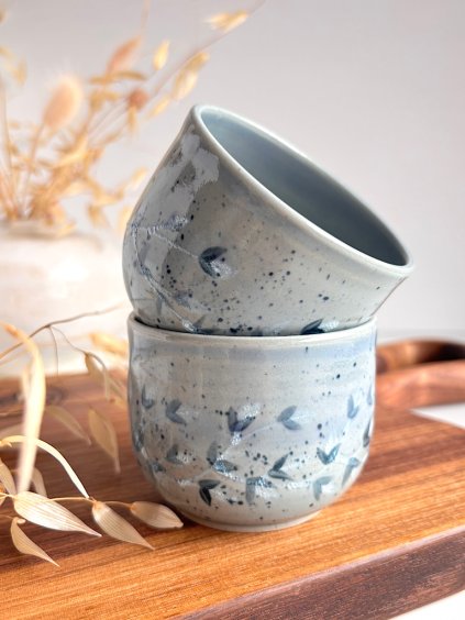 modré keramické pohárky set k MDŽ