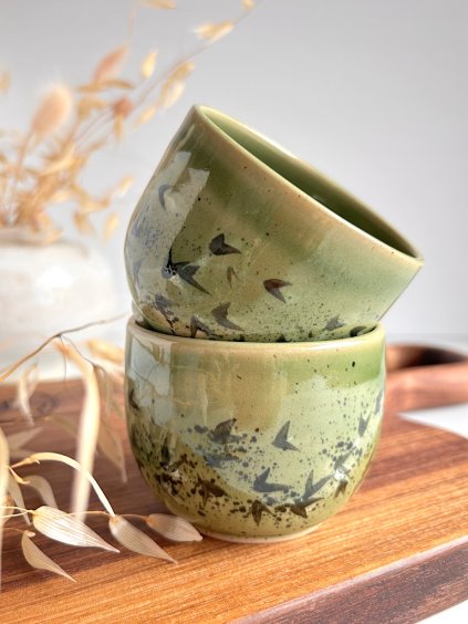 zelené keramické pohárky set k MDŽ