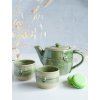 Čajová souprava Srdce zelené – konvička a šálky