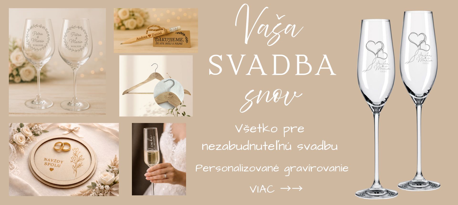 Gravírované svadobné poháre