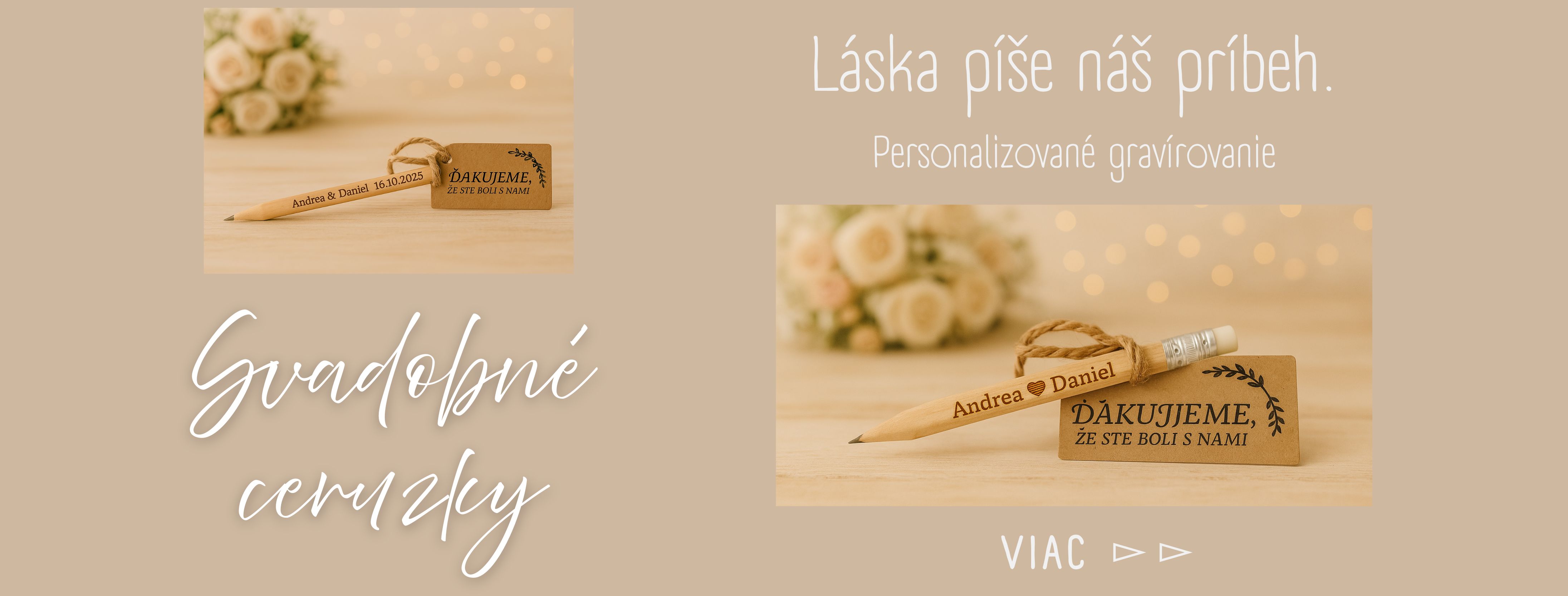 Gravírované svadobné ceruzky
