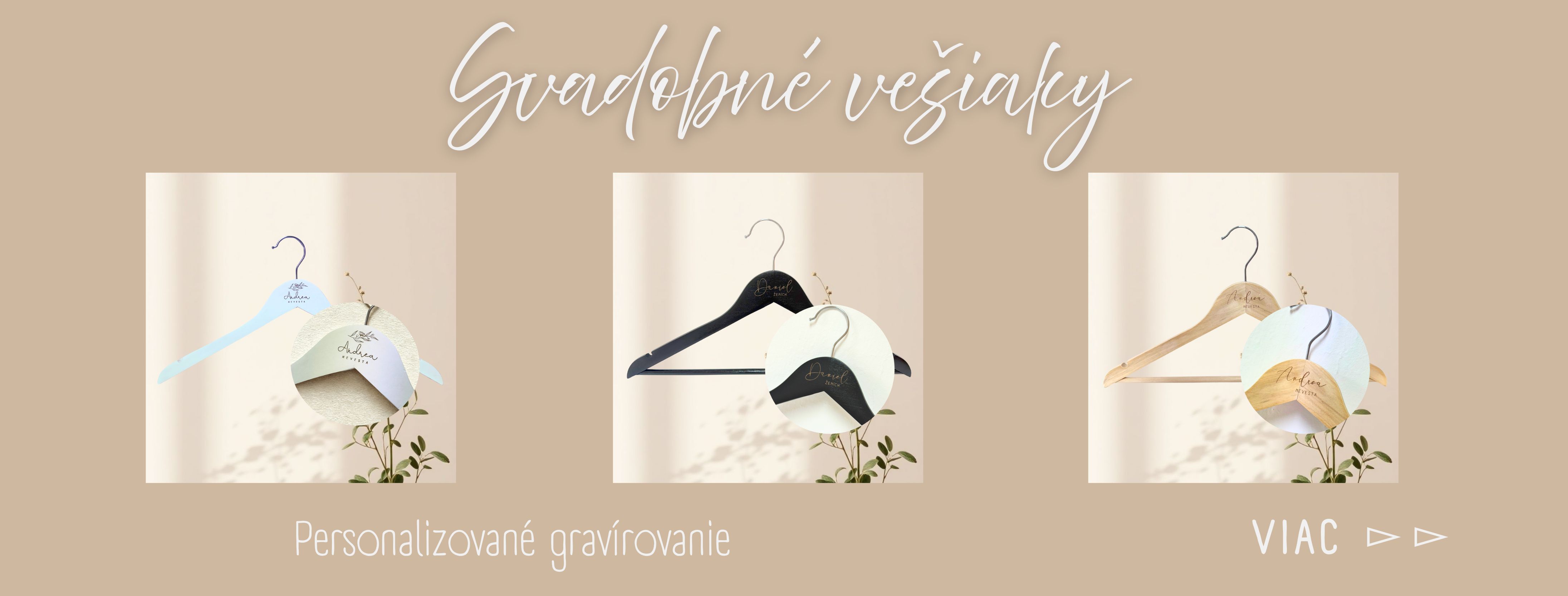 Gravírované svadobné vešiaky