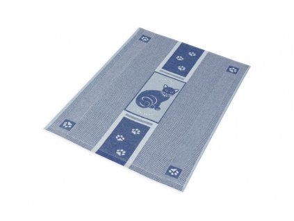 Kočka - modrá vaflová utěrka 2ks  Utěrky pro milovníky koček