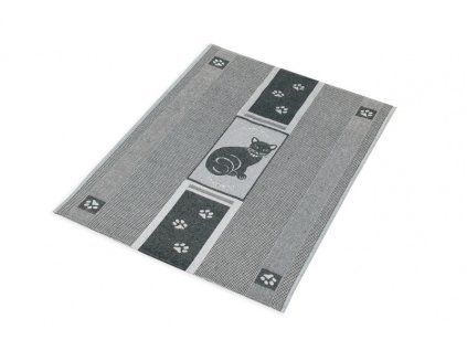 Kočka - černá vaflová utěrka 1ks  Utěrky pro milovníky koček
