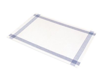 Bílá - modré linky - Len 100% - 2ks