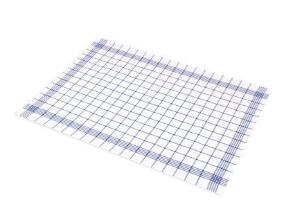 Bílá - modré káro - Bavlna / Len - 2 ks