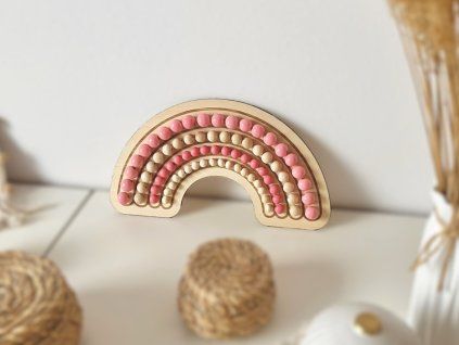 dřevěná dekorace růžová duha