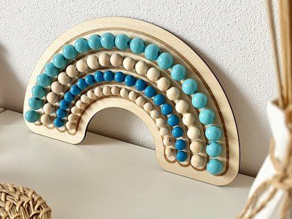 dřevěná dekorace modrá duha