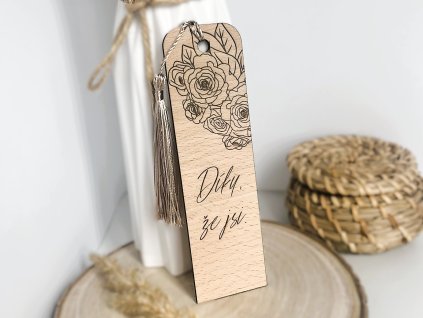 dřevěná záložka díky, že jsi 6