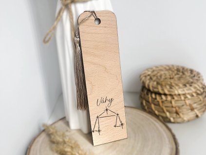 dřevěná záložka váhy