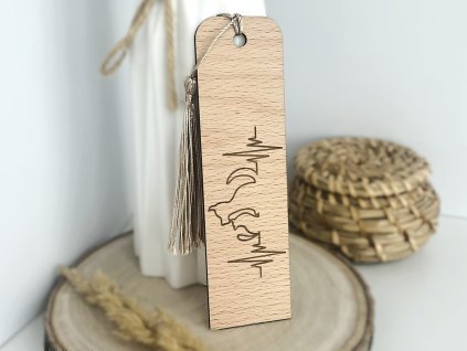 dřevěná záložka ekg kočka a pes