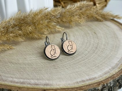 dřevěné náušnice linie kočky 3