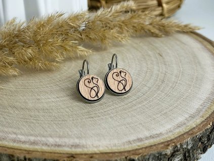 dřevěné náušnice linie kočky 2