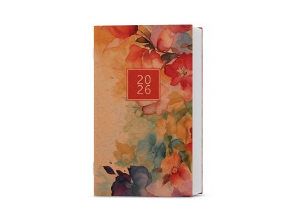 Měsíční diář Marika - kraft - Akvarel, 90x150 mm