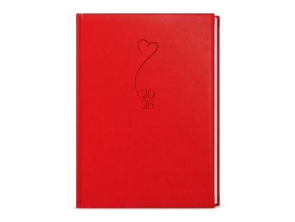 Týdenní diář Prokop - Vivella s ražbou - B6 - červená - Srdce