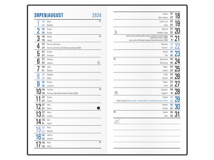 Měsíční diář Diana - PVC - černá,  90x170 mm