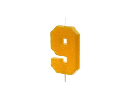 Svíčka dortová Game party číslo 9 žlutá 6 cm