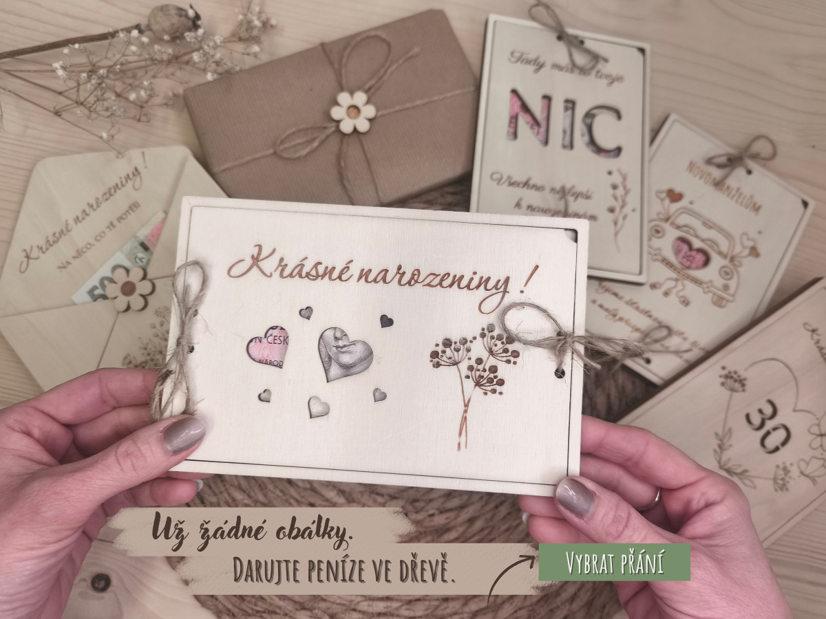 dřevěná přání na peníze