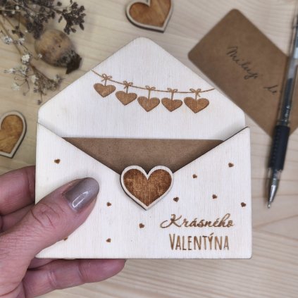 drevena valentynka se vzkazem