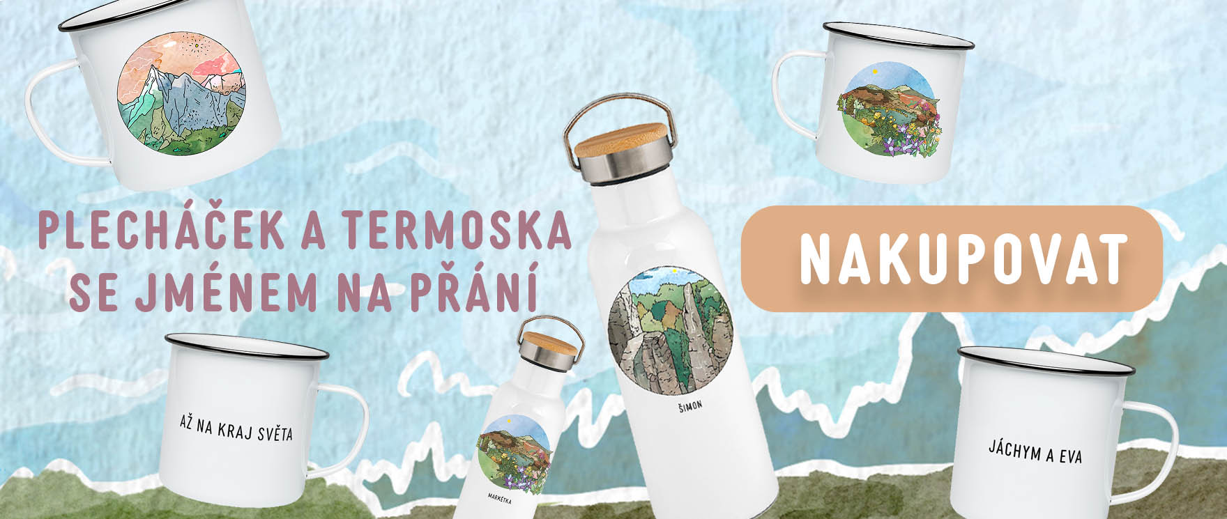 Plecháčky a termosky s tiskem na přání