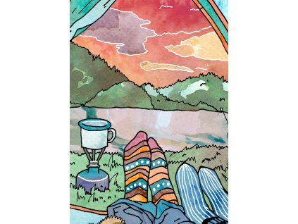 Tisk plakát print outdoor příroda skály horolezectví A5 stanování kemping