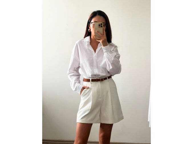 Elegantní dámské kraťasy s vysokým pasem - Sally (bílá)