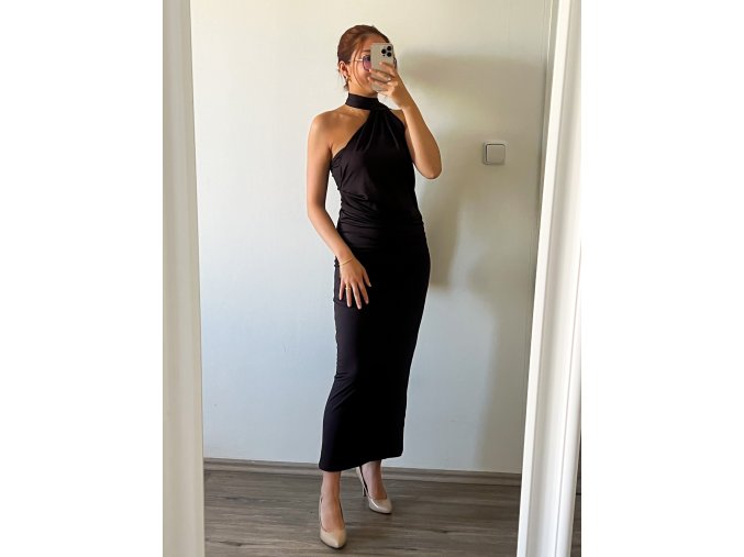 Elegantní hnědé šaty s odhalenými ramen - Lili