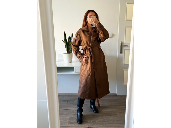 Semišový kabát – Coffee Brown