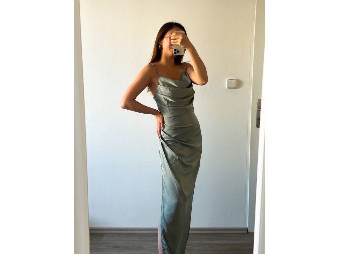 Sage Green saténové šaty