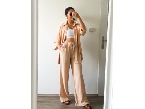 Letní stylový set - 2v1 košile + kalhoty (meruňka)