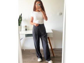 Elegantní kalhoty s vysokým pasem - Clare (šedá)