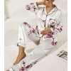 Saténové pyžamo set - japonský květovaný vzor