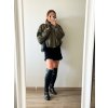 Semišová oversized bunda - Army Green