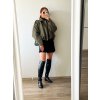 Semišová oversized bunda - Army Green