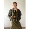 Semišová oversized bunda - Army Green