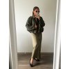 Semišová oversized bunda - Army Green