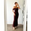 Hnědé off shoulder elegantní šaty - Vivi