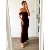 Hnědé off shoulder elegantní šaty - Vivi