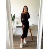 Pletené off-shoulder midi šaty - Brown