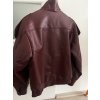 Koženková oversized bunda s vysokým stojáčkem - Burgundy