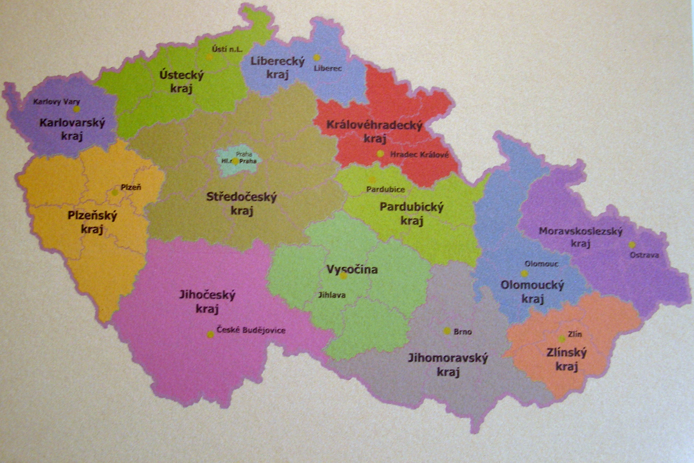 Mapa ČR - kraje 40 x 60 cm ST209