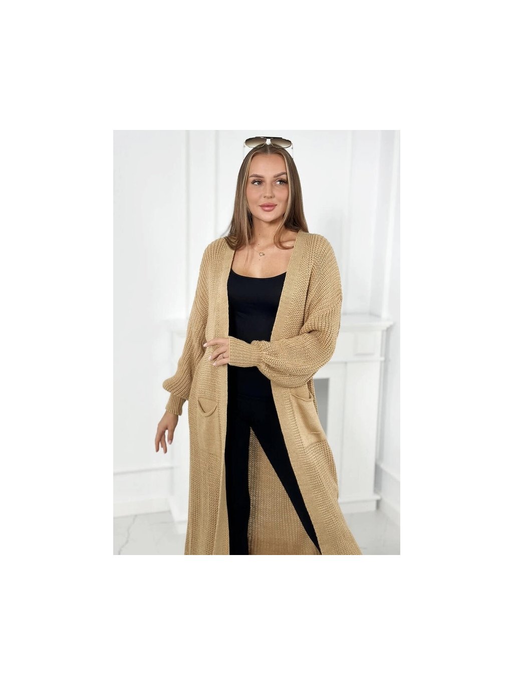 Camel maxi cardigan sale